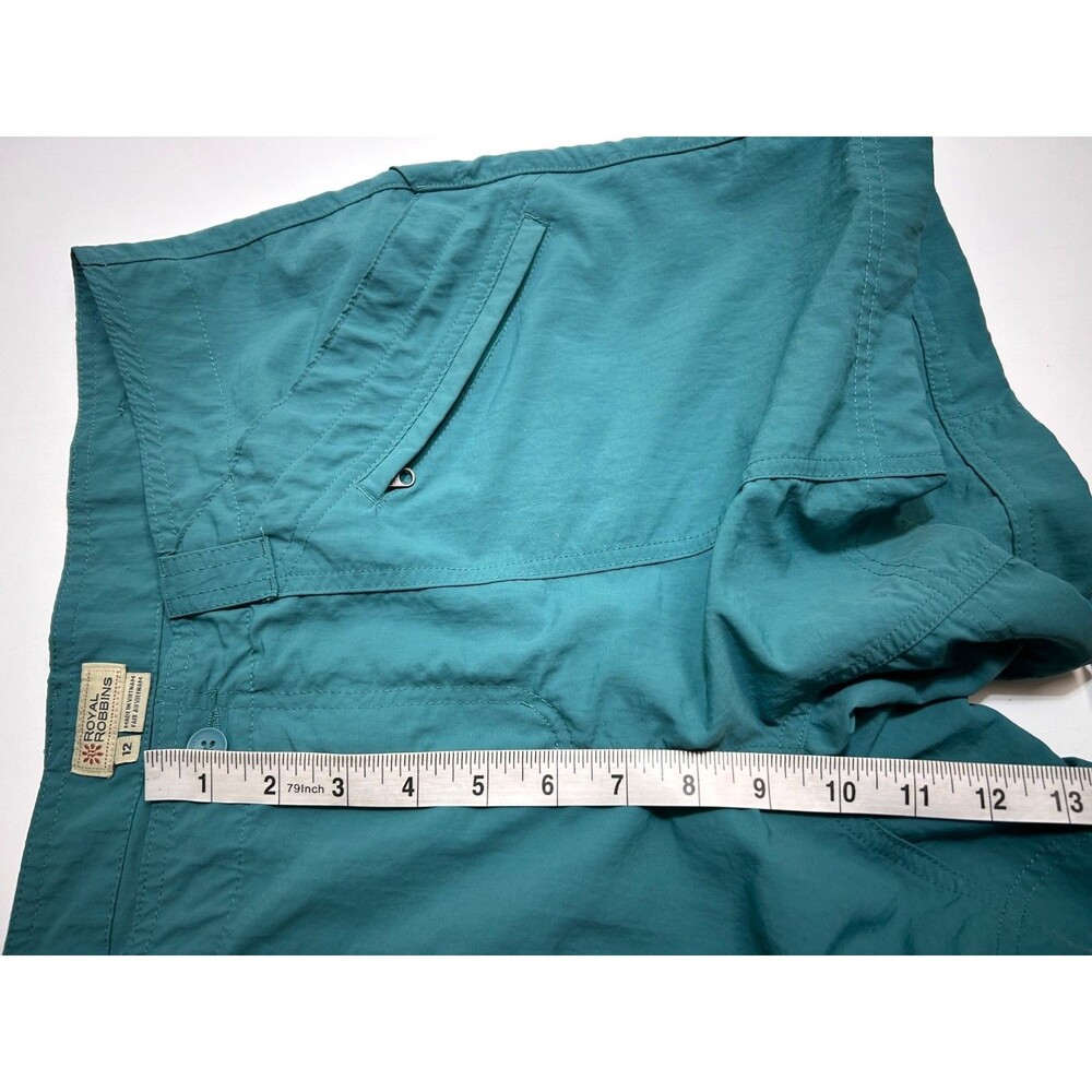 ROYAL ROBBINS Nylon Shorts Women’s Size 12 Sea Glass Teal Pockets Hiking Outdoor - Picture 7 of 10